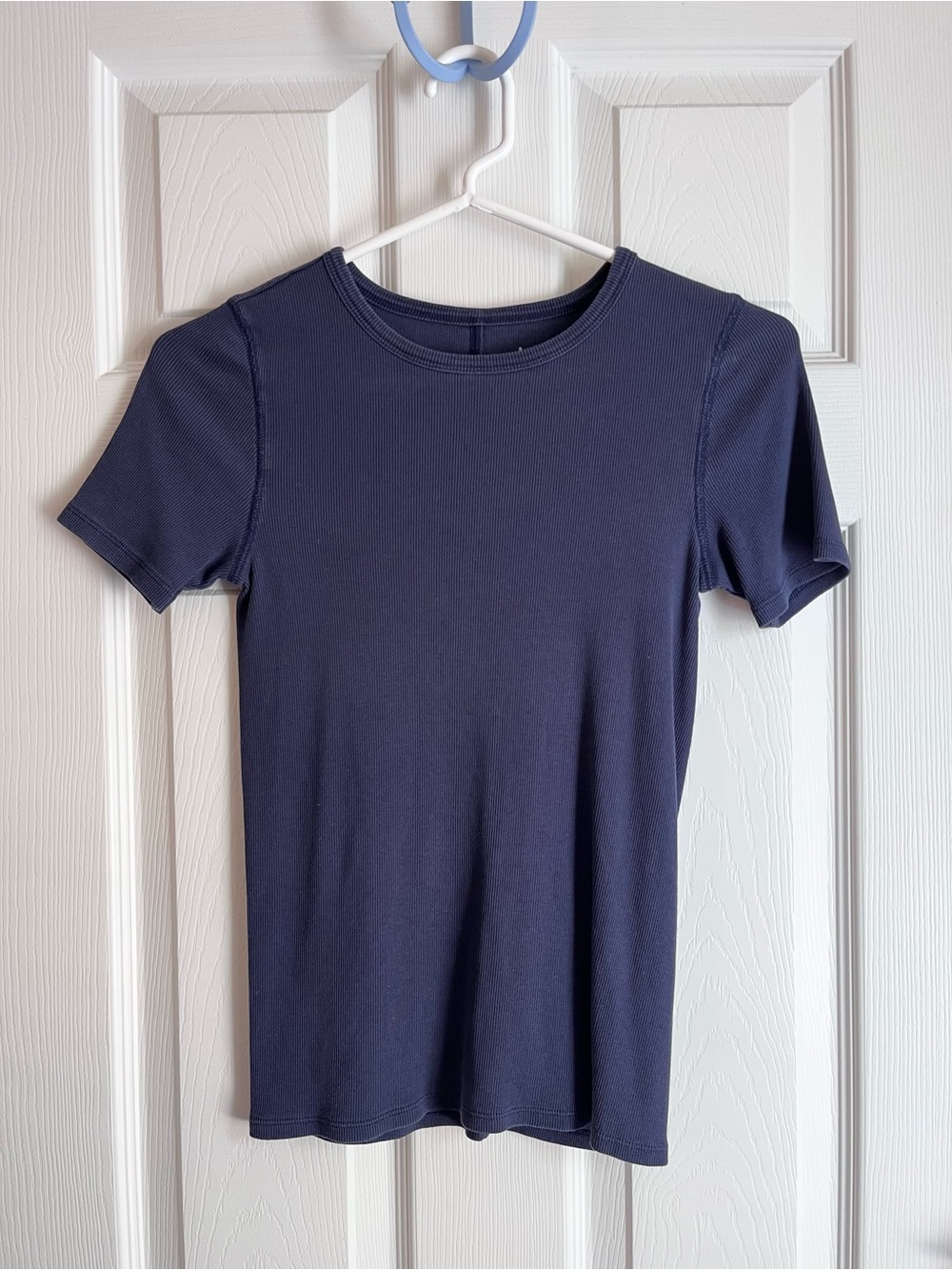 Everlane Blue The Luxe Rib Crew Short Sleeve Tee